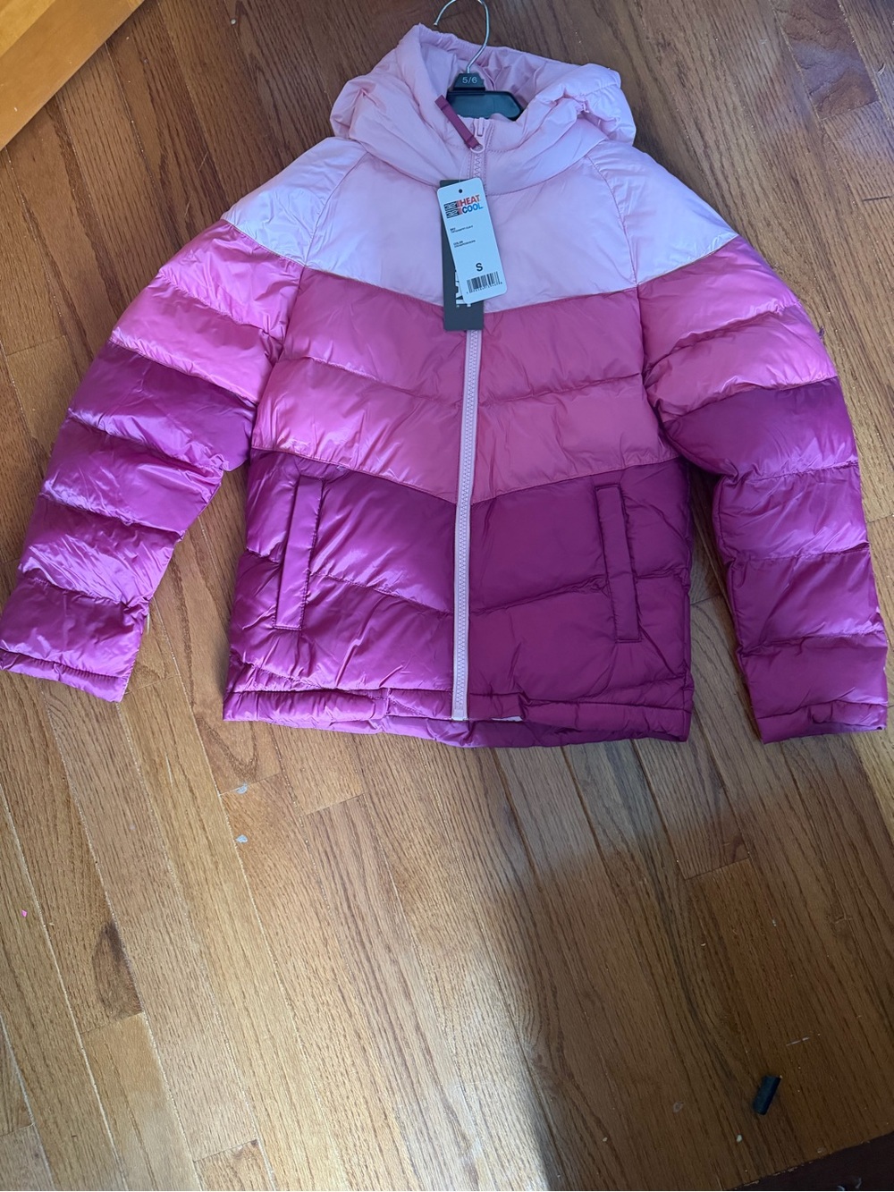 Girls' Pink Ombre Puffer Jacket with Hood